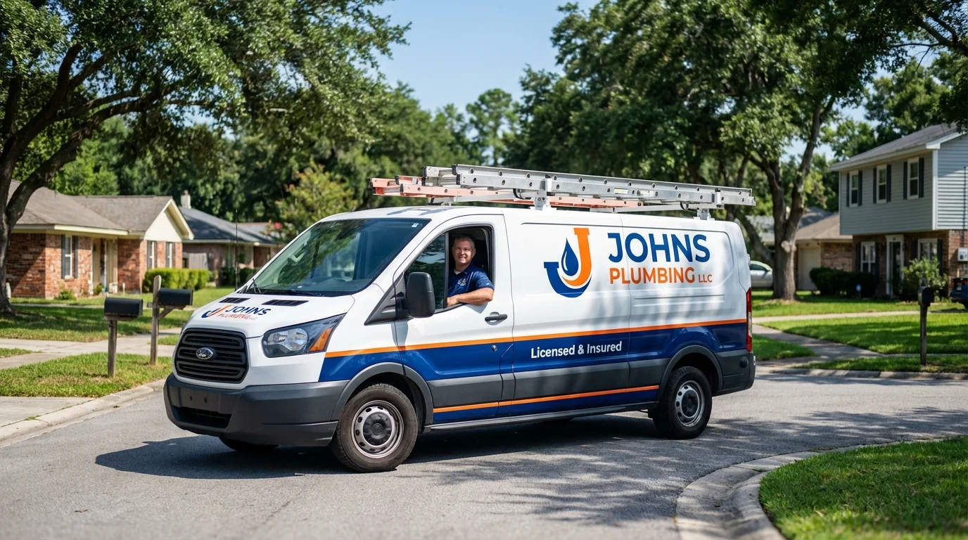 Johns Plumbing LLC service van in Divernon, IL