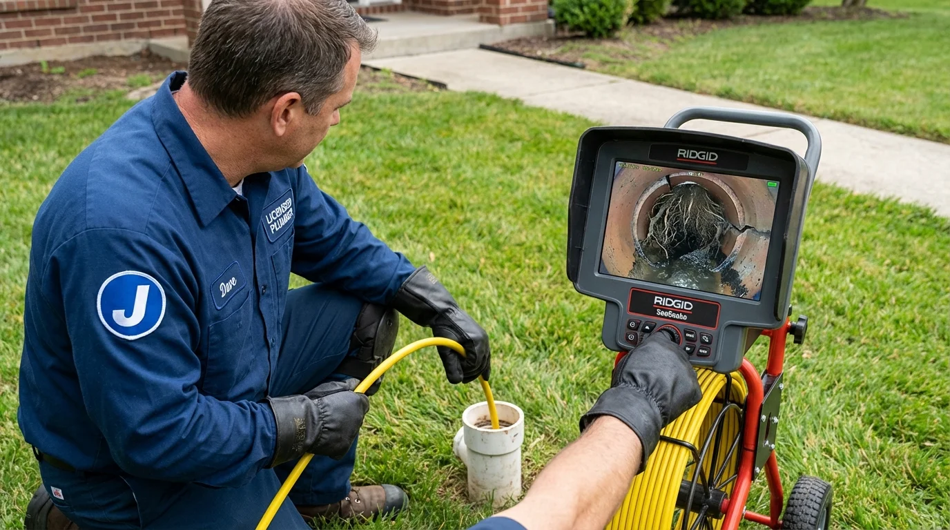 Sewer camera inspection being performed by Johns Plumbing LLC in Divernon