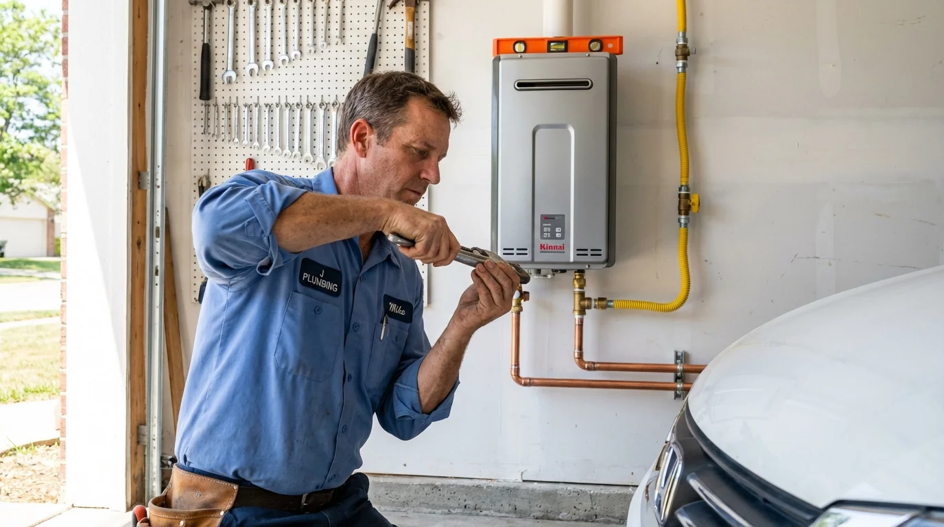 Tankless water heater installation by a Johns Plumbing LLC plumber in Divernon